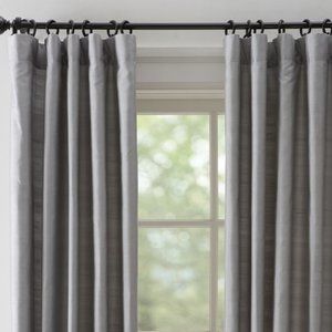 Pottery Barn Silk Pole-Pocket Curtain - Platinum